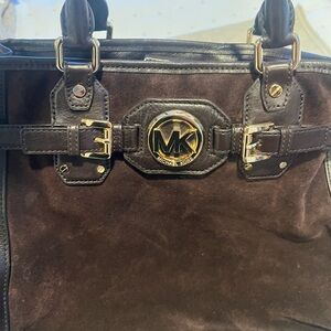 Michael Kors Dark Brown Suede and Leather Tote